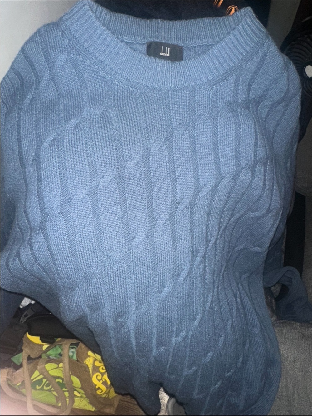 Dunhill Cable Knit Crewneck Sweater - Blue